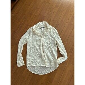 Quince Silk Beige Ecru Button Up Shirt - Women's Small